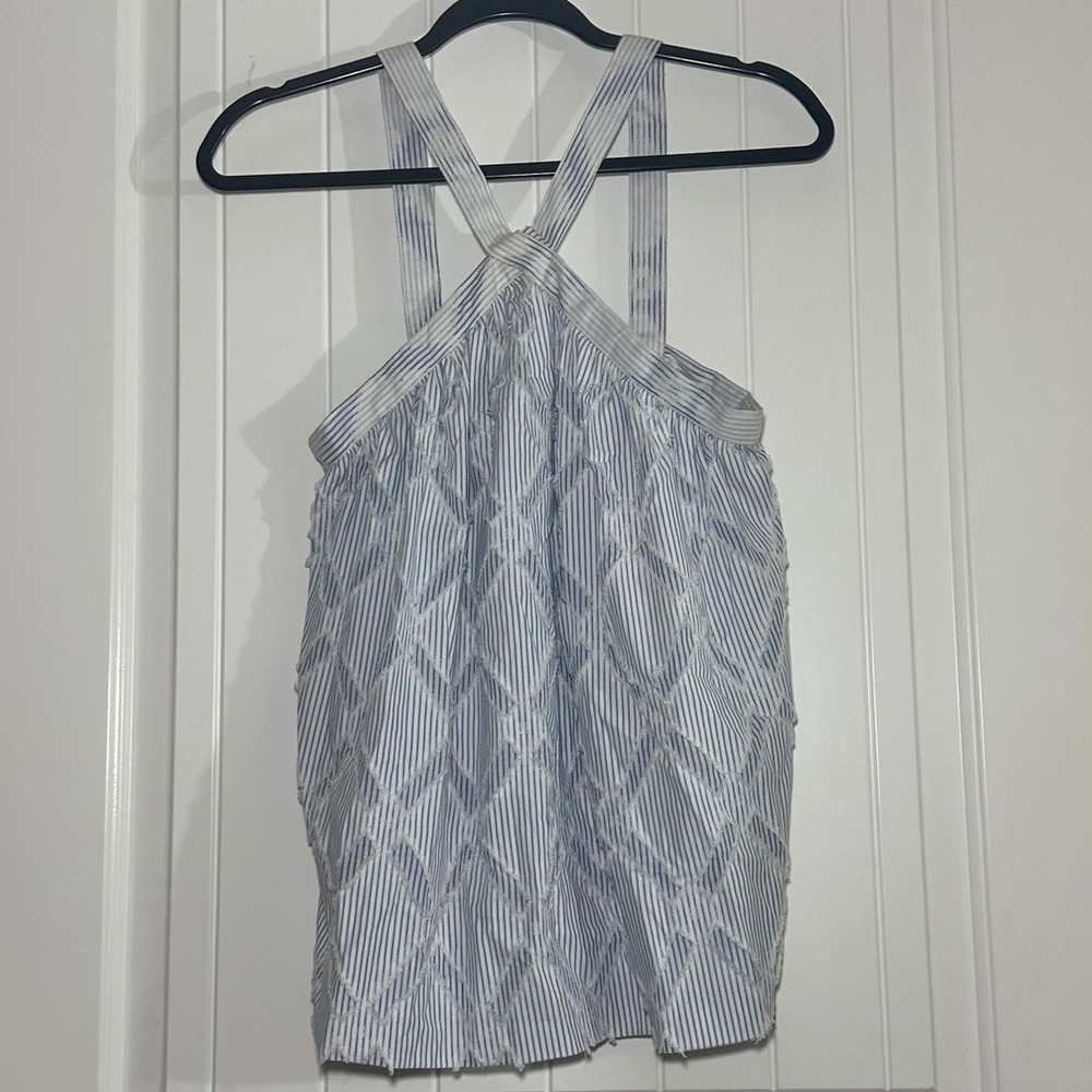 NWT Lemlem |‎ Besu Criss Cross Tank Blue White Fringe | Women's XS
